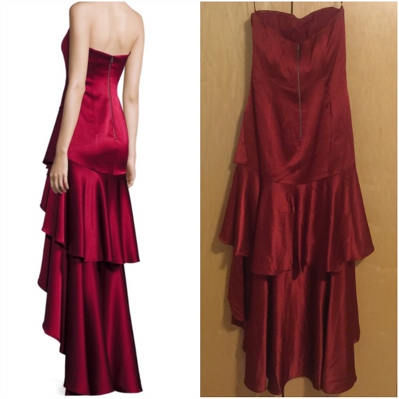 Alice + Olivia Strapless Tiered Asymmetric Satin - Picture 2 of 8